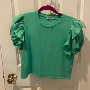 Zara Green Ruffle Top